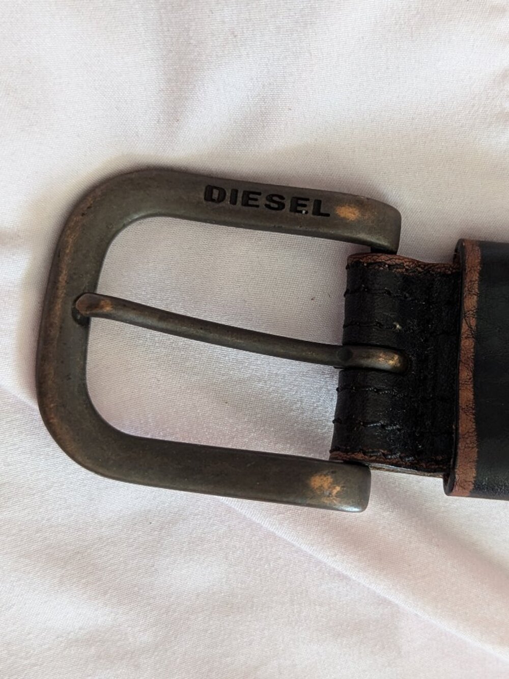 Diesel Black Braided Leather Belt Size 100